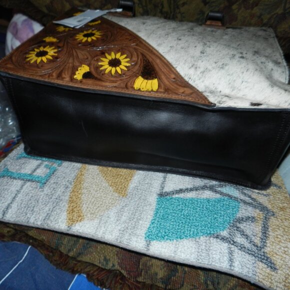 American Bison Darling Hair-on Cowhide Genuine Leather Tote Bag 🆕⌚📦🏃💨🚚 - Picture 10 of 16